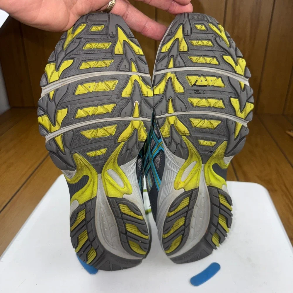 Asics Gel-Venture 5 Womens 11 Grey Blue Yellow Trail Running Shoes‎ T5N8N